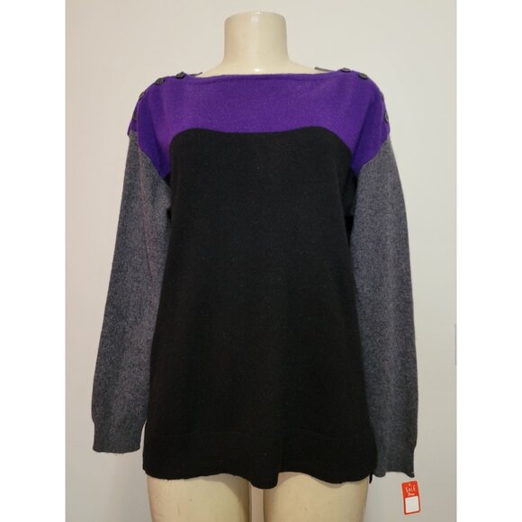 LAUREN RALPH WOMEN'S 100% CASHMERE SWEATER MULTICOLOR SIZE M #892 - Picture 1 of 11